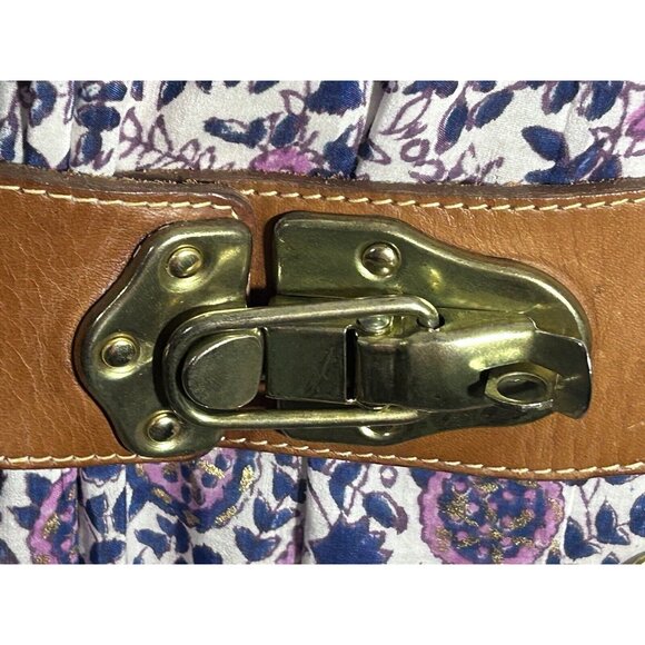 Vintage DKNY Leather Belt Brass Flip Lock & Multi Chains Boho Wide Belt main image 5